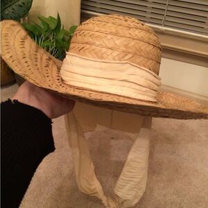 Vintage Unisex Betmar Tan Straw Oversized Sun Hat